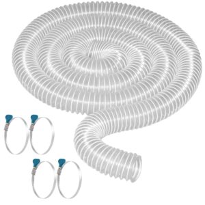2 1/2" pvc dust collection hose 20', puncture resistant pvc dust collection hose with carbon steel wire coil, flexible clear heavy pvc fume collection hose for dust collection systems & 2 1/2" ports