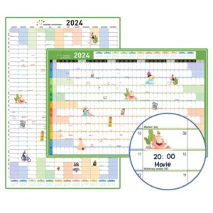ziphius large dry erase calendar for wall - 12 month horizontal/vertical blank calendar planner, 24" x 36", erasable & reusable, great layout whiteboard calendar dry erase for home, office, and school