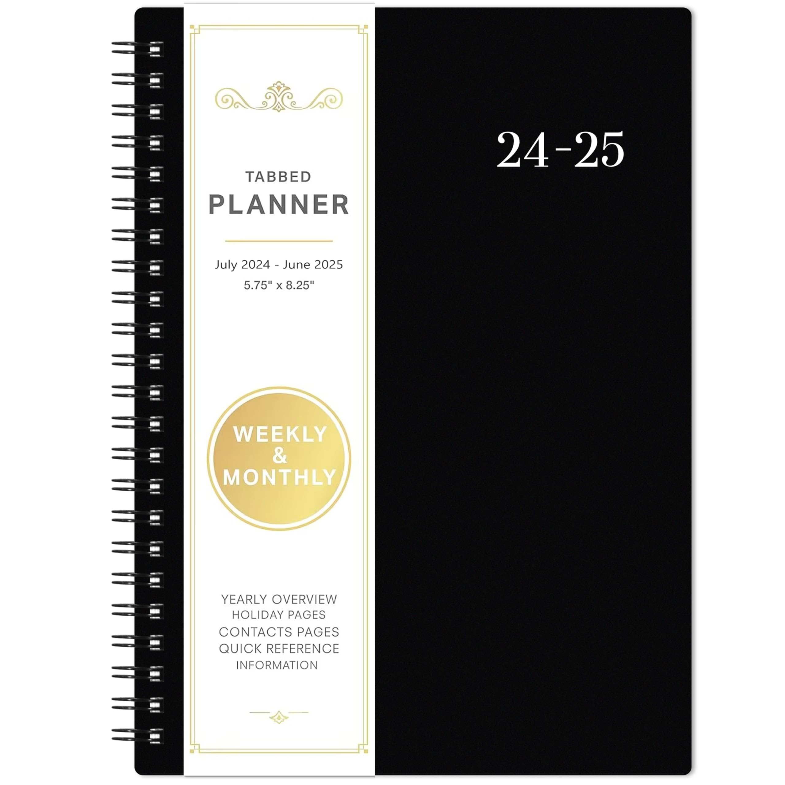 2024-2025 Planner - Planner 2024-2025 July 2024 - June 2025, 2024-2025 Planner Weekly and Monthly with Tabs, 2024-2025 Calendar with Flexible Cover, A5 Thick Paper, Twin-Wire Binding, Black