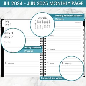 2024-2025 Planner - Planner 2024-2025 July 2024 - June 2025, 2024-2025 Planner Weekly and Monthly with Tabs, 2024-2025 Calendar with Flexible Cover, A5 Thick Paper, Twin-Wire Binding, Black