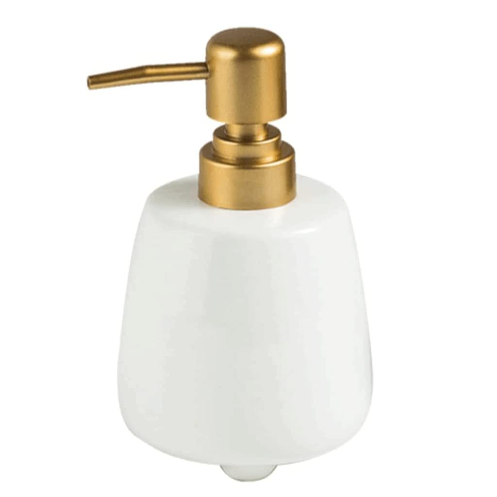 OUSIKA soap Dispenser Ceramic Soap Pump Refillable Matte Metal Pump Lotion Dispenser Non-Slip Bathroom Home Hotel 320 Ml / 10.8 Oz Soap (Color : White)