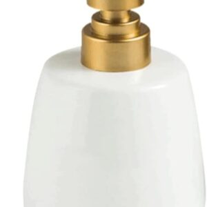 OUSIKA soap Dispenser Ceramic Soap Pump Refillable Matte Metal Pump Lotion Dispenser Non-Slip Bathroom Home Hotel 320 Ml / 10.8 Oz Soap (Color : White)