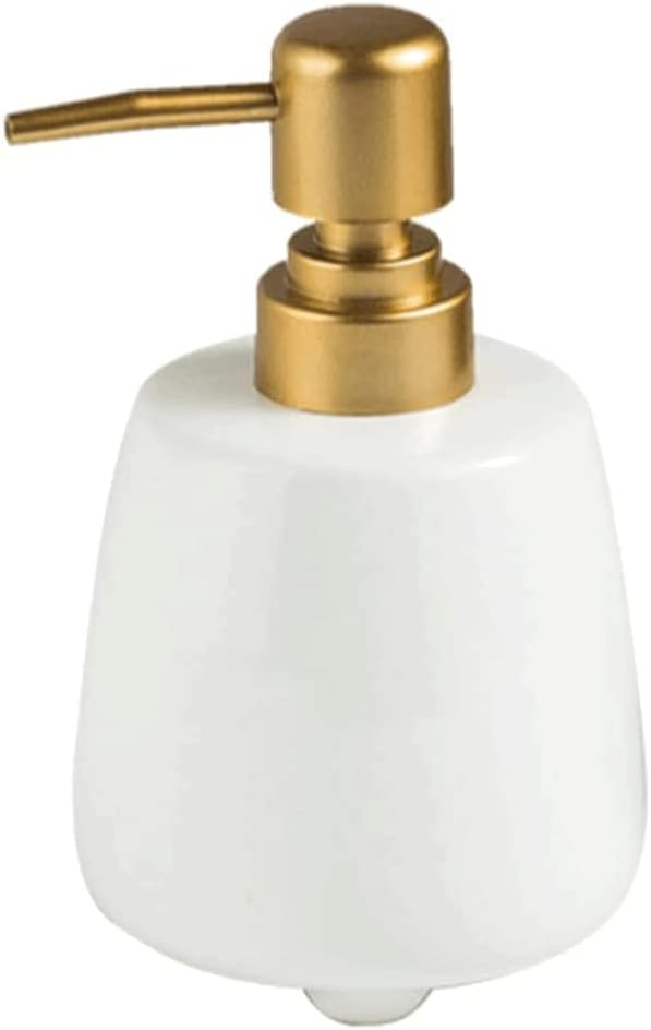 OUSIKA soap Dispenser Ceramic Soap Pump Refillable Matte Metal Pump Lotion Dispenser Non-Slip Bathroom Home Hotel 320 Ml / 10.8 Oz Soap (Color : White)