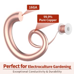 99.9% Pure Copper Wire, with Fibonacci Coil Winding Jig for Electroculture Gardening, Electro Culture Gardening Stake for Growing Garden Plants and Vegetables, 16 Gauge, 127 Feet / 39m, 1 Pound