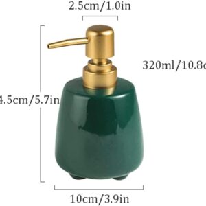 OUSIKA soap Dispenser Ceramic Soap Pump Refillable Matte Metal Pump Lotion Dispenser Non-Slip Bathroom Home Hotel 320 Ml / 10.8 Oz Soap (Color : White)