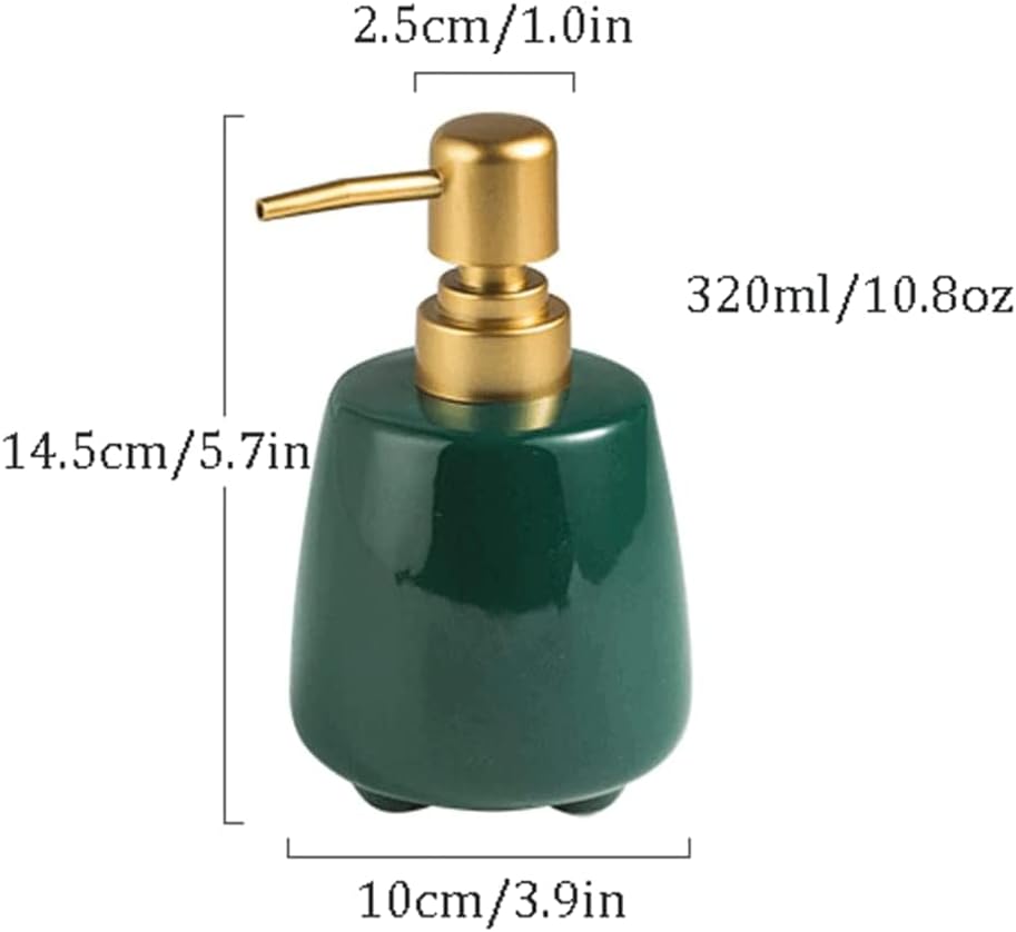 OUSIKA soap Dispenser Ceramic Soap Pump Refillable Matte Metal Pump Lotion Dispenser Non-Slip Bathroom Home Hotel 320 Ml / 10.8 Oz Soap (Color : White)