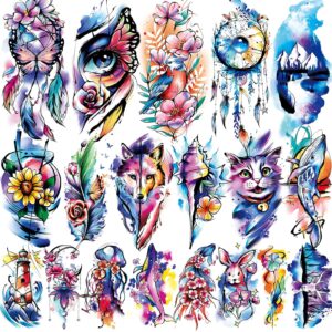 emome 79 sheets realistic temporary tattoos for women,watercolor arm fake tattoos stickers for girls,long lasting temporary tattoos and hand tattoos for adults