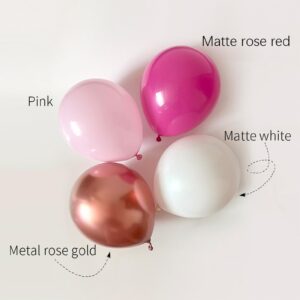 Dumilla Pink Balloon Garland Arch Kit, 134PCS Hot Pink Light Pink Rose Gold White Balloons with Silver Disco Ball Balloon for Girls Women Birthday Princess Theme Bridal Shower Baby Shower Decorations