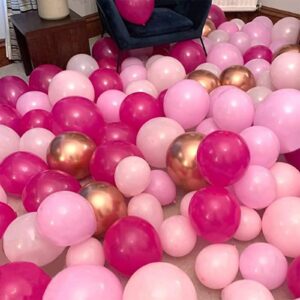 Dumilla Pink Balloon Garland Arch Kit, 134PCS Hot Pink Light Pink Rose Gold White Balloons with Silver Disco Ball Balloon for Girls Women Birthday Princess Theme Bridal Shower Baby Shower Decorations