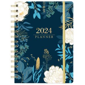 2024 planner - planner 2024, 2024 planner weekly and monthly, jan 2024 - dec 2024, 6.4" x 8.5", 2024 calendar planner with monthly tabs, back pocket, holidays, thick paper, twin-wire binding