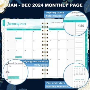 2024 Planner - Planner 2024, 2024 Planner Weekly and Monthly, Jan 2024 - Dec 2024, 6.4" x 8.5", 2024 Calendar Planner with Monthly Tabs, Back Pocket, Holidays, Thick Paper, Twin-Wire Binding