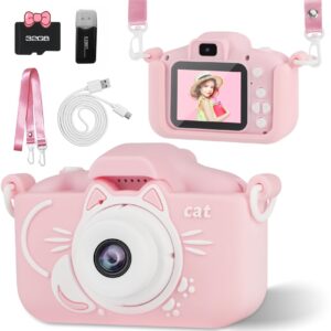 kids camera toys for 6-12 years old boys girls,toddler camera with protective silicone cover,hd digital video cameras with dual lens 32gb sd card,christmas birthday gift for 6 7 8 9 10 11 12