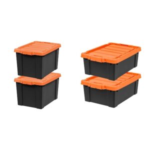 iris usa storage bin bundle - 76qt (2 pack) and 11gal (2 pack) plastic storage bins with lids