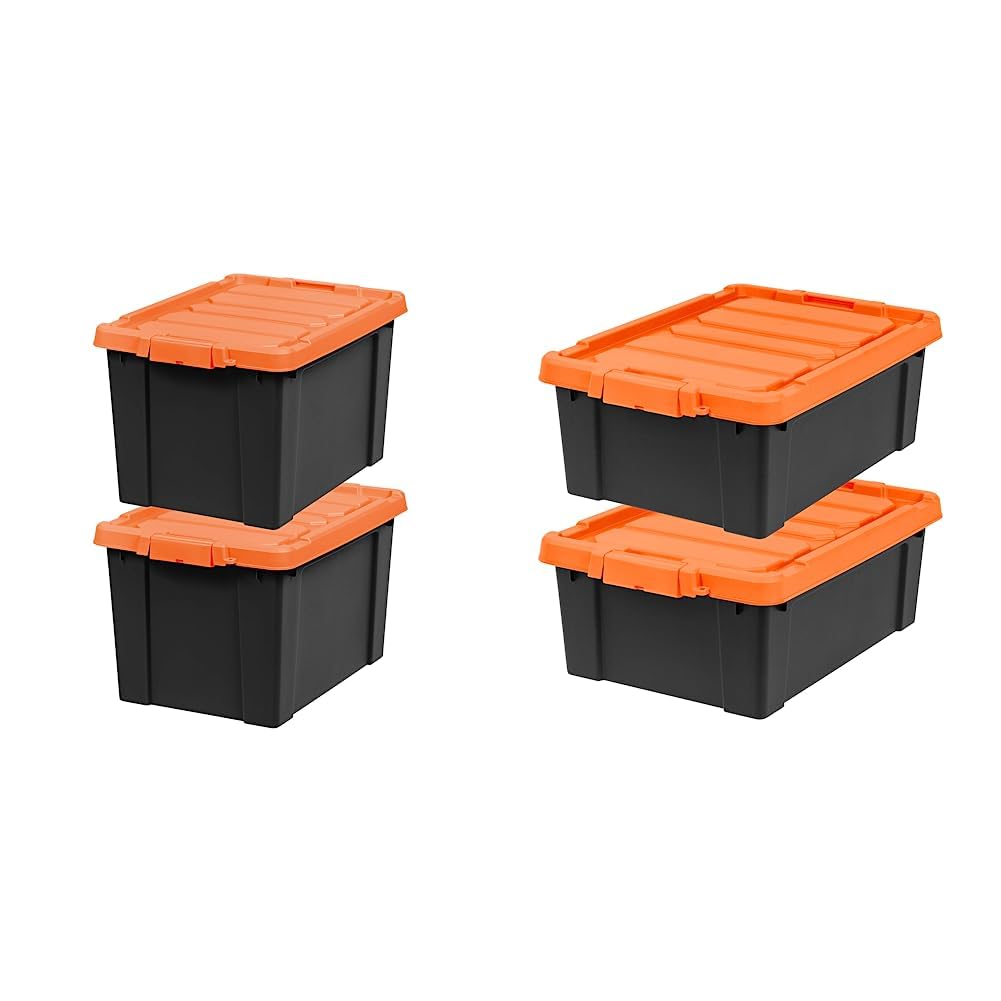 IRIS USA Storage Bin Bundle - 76qt (2 Pack) and 11Gal (2 Pack) Plastic Storage Bins with Lids