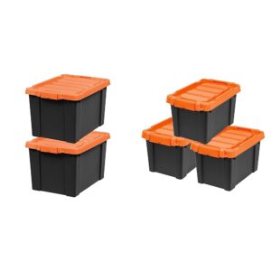 iris usa heavy duty plastic storage bins and totes bundle (2 pack 76qt + 21 quart)