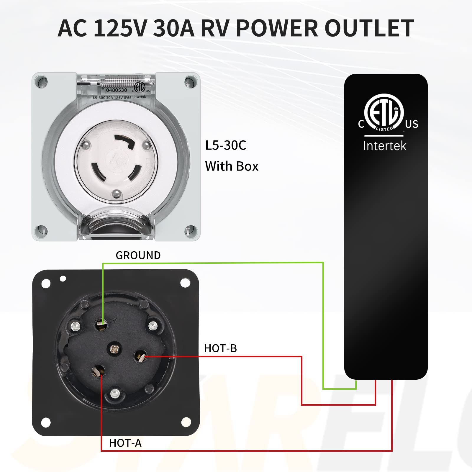 STARELO L5-30P Power Inlet Box + L5-30C Locking Female Plug Box.