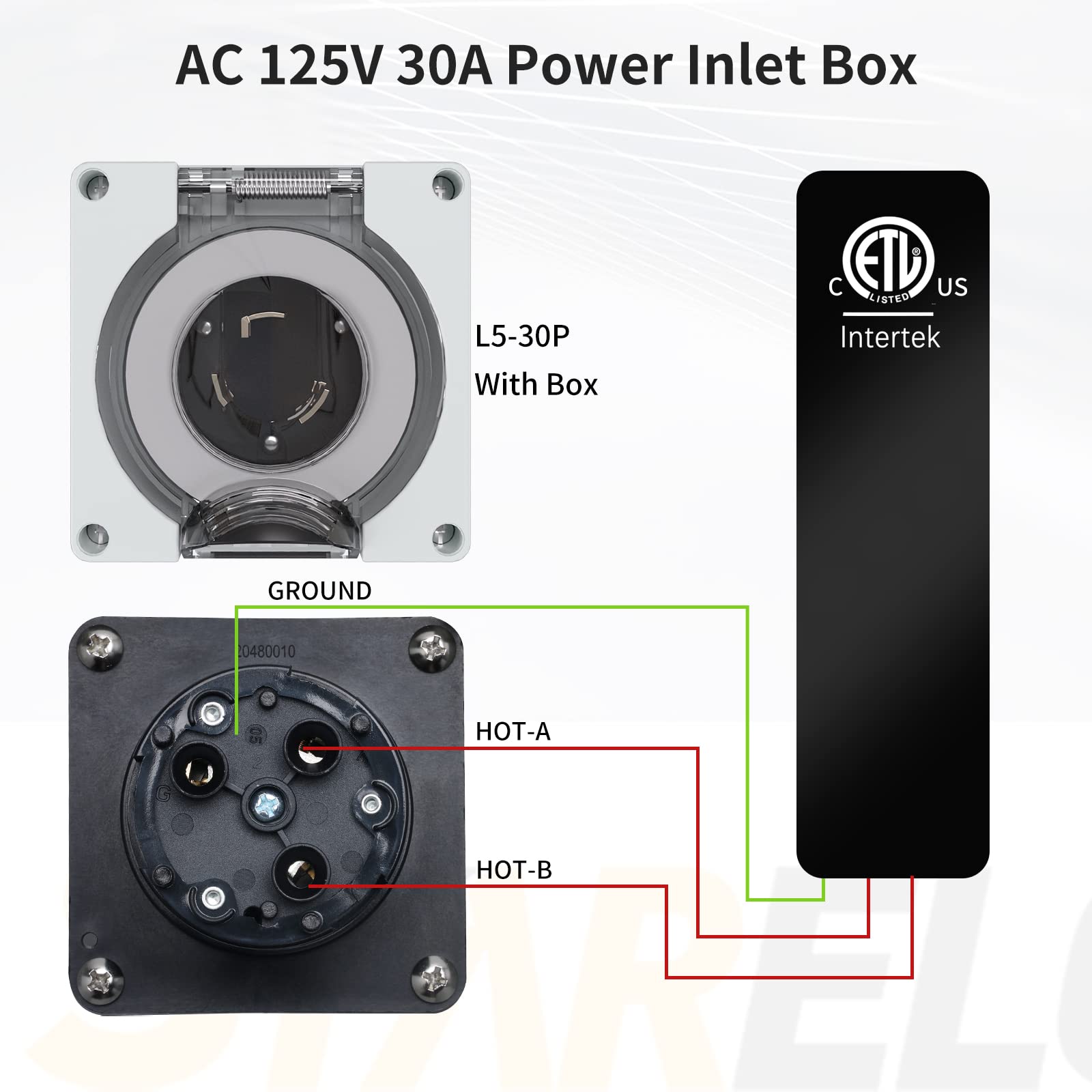 STARELO L5-30P Power Inlet Box + L5-30C Locking Female Plug Box.