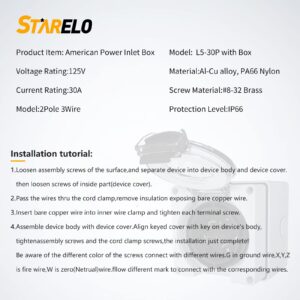 STARELO L5-30P Power Inlet Box + L5-30C Locking Female Plug Box.