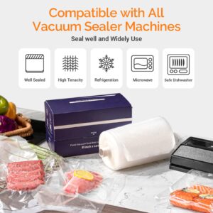 Vacuum Seal Bags, 8'' x 120' Food Vacuum Sealer Roll Keeper with Cutter for Food Saver, GERYON, Seal a Meal Vacuum Sealer Machine, Ideal for Food Storage/Meal Prep/Sous Vide