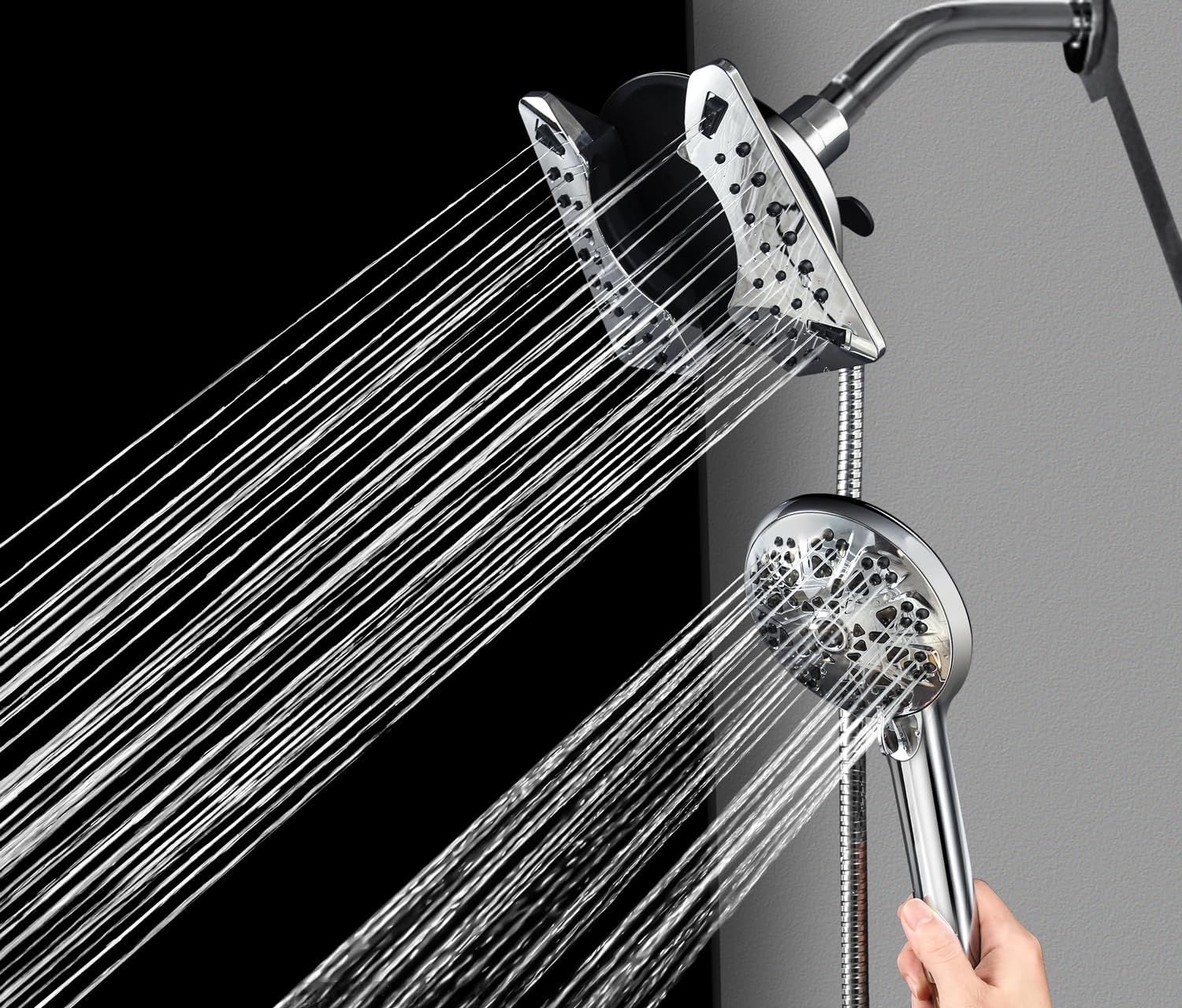 INAVAMZ 2-IN-1 Shower Heads with Handheld Spray Combo: 7.5 Inch Rainfall Shower Head & 10 Settings Hand Held Shower Head, Detachable Shower Head with Hose Lifetime Shower Head Warranty