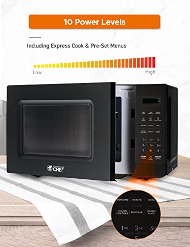 COMMERCIAL CHEF Small Microwave 0.7 Cu. Ft. Countertop Microwave with Digital Display, Black Microwave & Elite Gourmet ETO236 Personal 2 Slice Countertop Toaster Oven with 15 Minute Timer