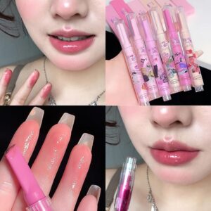 Petansy 6 Colors Jelly Lipstick Heart Shape Lipstick Set Plumping Serum Lip Balm Ultra Hydrating Smooth Lip Gloss for Women Makeup (6 Colors/Set)