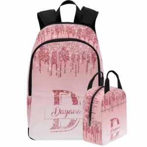 personalized school backpack for elementary boys girls with name pink glitter pattern waterproof custom bookbag for daughter son fashion unique customized gift book bag back pack