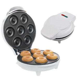 donut maker machine for home, mini donut maker, bake 7 mini doughnuts, electric non-stick & double-sided heating, maquina para hacer mini donas, perfect for breakfast, snacks, desserts & gift for her