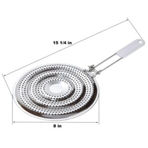 Home-X Stainless Steel Heat Diffuser for Gas and Electric Stove, Induction Cooktop Compatibility, Simmer Plate, Even Heat Distribution, Food Warmer, Flame Guard for Gas Top Cooking, Cool-Touch Handle