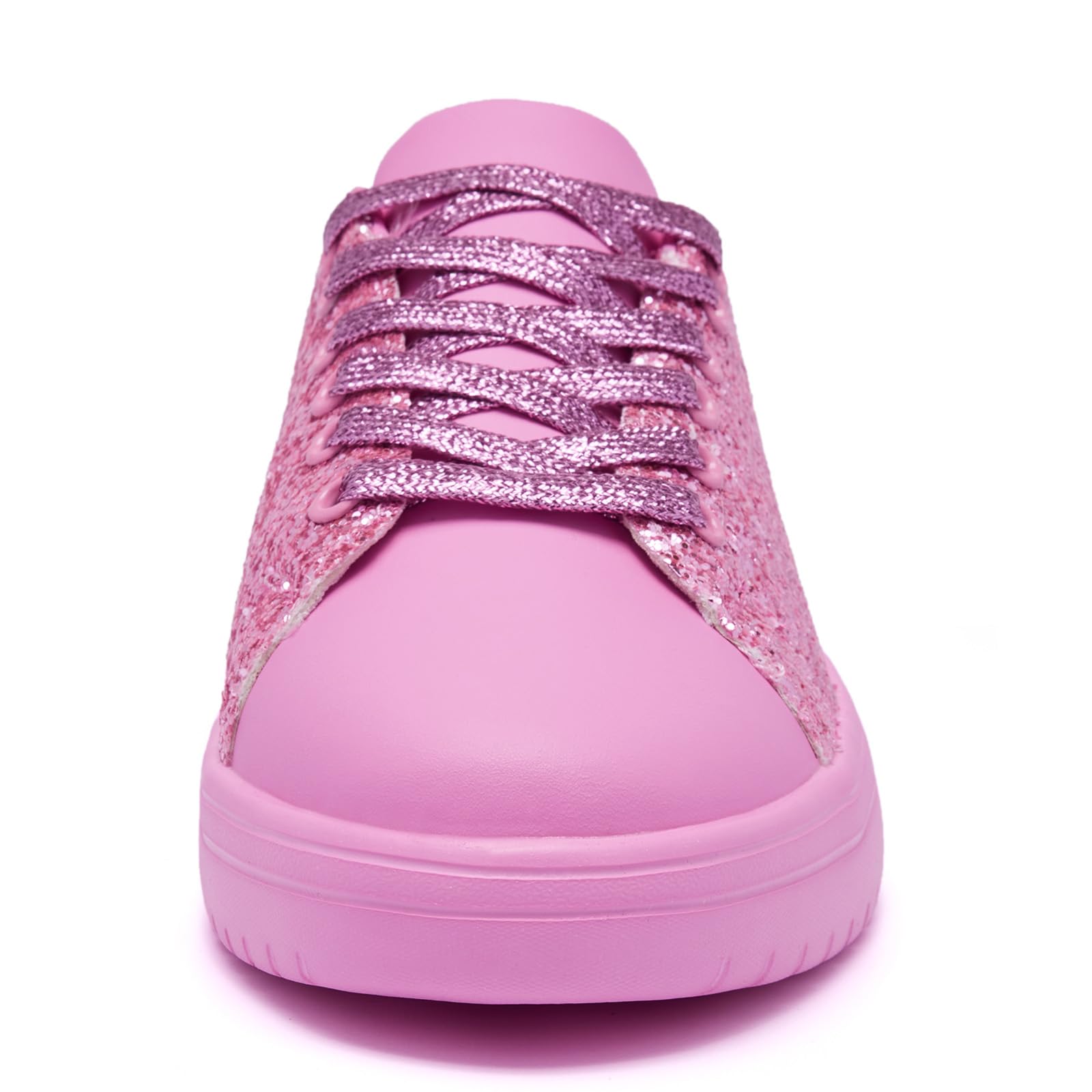 Women's Glitter Sneakers Shiny Sequin Tennis Rhinestone Bling Fashion Sneaker Sparkly Walking Casual Lace Up Shoes Pink