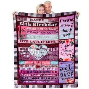 justotry 50th birthday blanket - 50th birthday gifts for women best 50th birthday decorations, 50 years old birthday gifts idea for her 50 decorations throw flannel blanket 60 * 50in