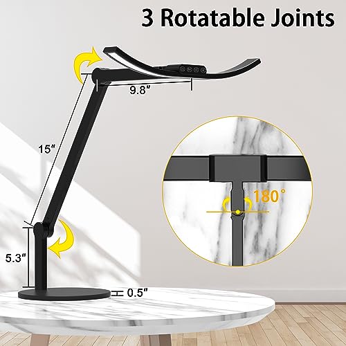 Omorepa Led Desk Lamp for Home Office, Architect Curved Desk Lamp with Base Bright 1000LM Adjustable Desk Light Dimmable Touch Tall Table Light with 3 Rotatable Joints for Computer Workbench