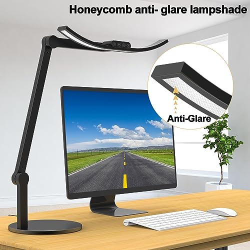 Omorepa Led Desk Lamp for Home Office, Architect Curved Desk Lamp with Base Bright 1000LM Adjustable Desk Light Dimmable Touch Tall Table Light with 3 Rotatable Joints for Computer Workbench