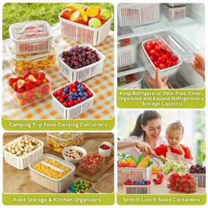 10PCS Fruit Vegetable Storage Containers for Fridge with Colander - Food Containers for Refrigerator Kitchen Organizer Produce Container Keep Fruits Vegetables Berry Meat Fresh longer,Dishwasher Safe