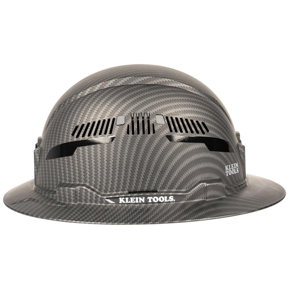Klein Tools 60626 Hard Hat, Vented Full Brim Premium KARBN Design, Type 1 Class C Hard Hat, 4-Point Ratchet Suspension