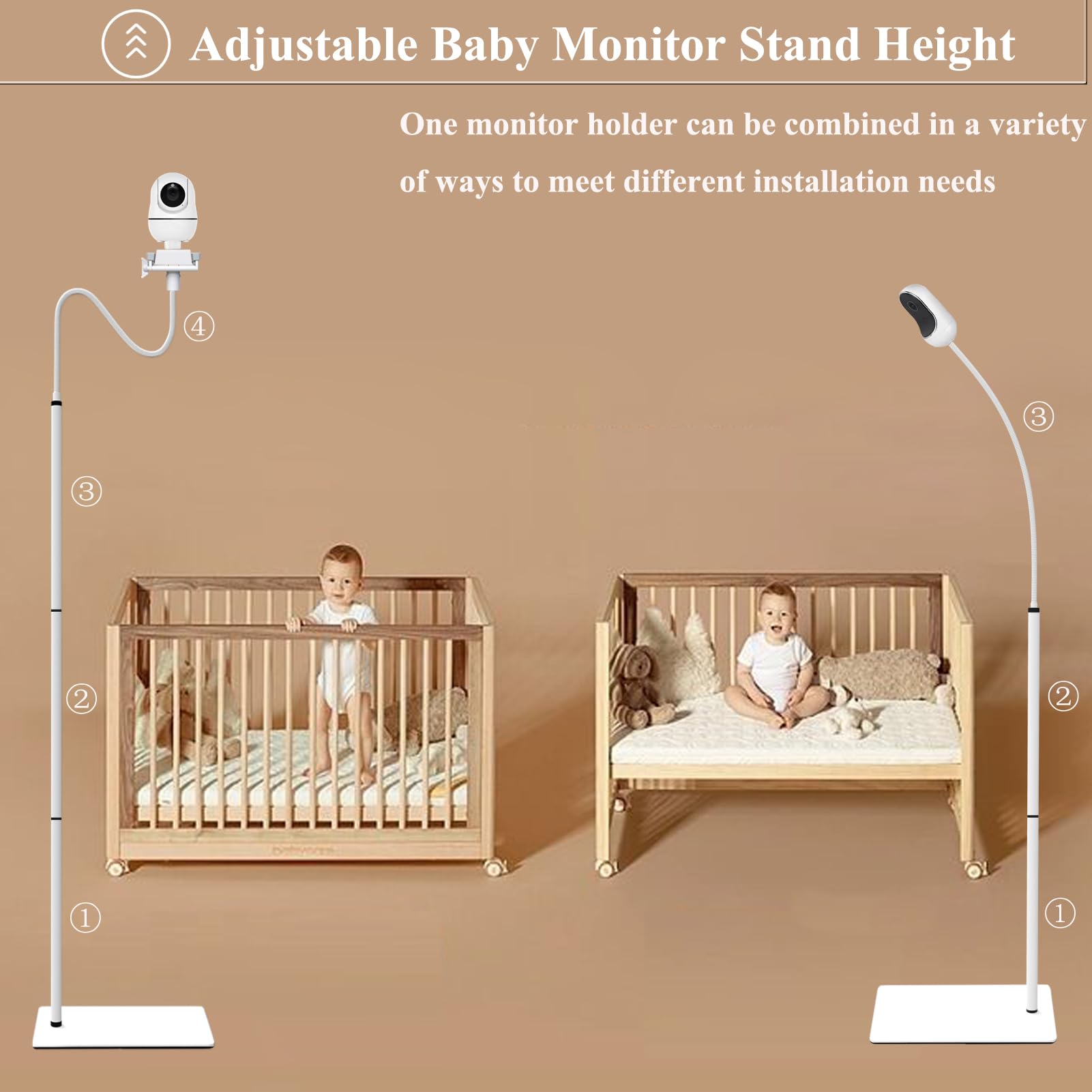 Baby Monitor Mount Floor Stand Holder Compactible with Infant Optics DXR-8 Pro,Nanit Pro,Vetch,eufy,Momcozy BM01,HelloBaby HB6550/66/248,UKSUP,ANMEATE SM935E,Arlo,VAVA,Baby Monitor with a Screw Hole