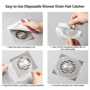 30 Pack Disposable Shower Drain Hair Catcher for Home Drain Protectors, Shower Drain Waterproof Mesh Sticker for Bathroom and Bathtub Drain Covers.