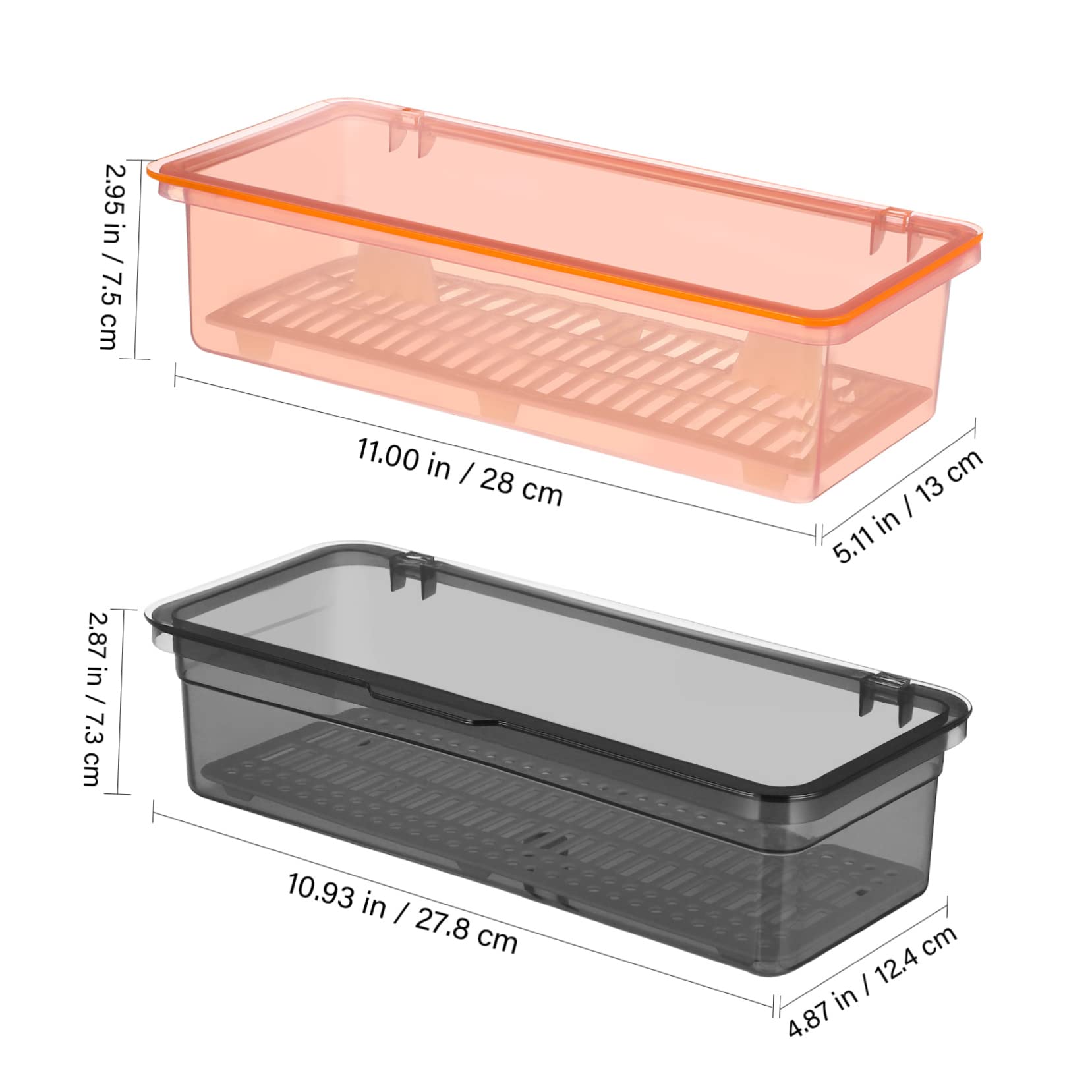 KICHOUSE Spoon Organizer 2 Pcs Drain Box Clear Plastic Serving Tray Plastic Serving Utensils Clear Spoons Silverware Storage Tray Kitchen Silverware Organizer Utensil Organizer Drain Rack