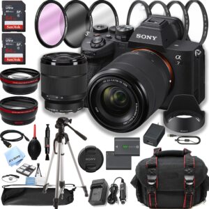 sony a7 iv mirrorless digital camera with 28-70mm lens + 128gb memory + case + tripod + filters (38pc bundle)