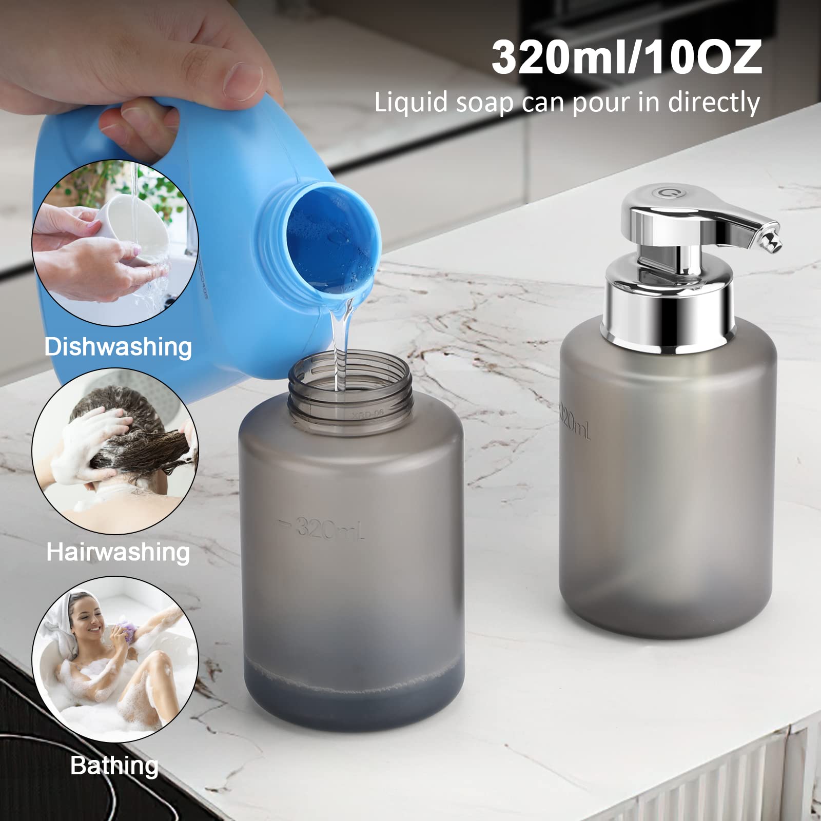 Automatic Soap Dispenser Liquid Set with Tray, Hand Free Soap Dispenser Rechargeable Soap Dispenser Touchless Soap Dispenser Smart Electric Auto Dish Soap Dispenser for Bathroom, Kitchen, Commercia