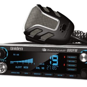 Uniden Bearcat 880FM CB Radio, 40 Channels with Dual-Mode AM/FM, Large Easy-to-Read Backlit 7-Color LCD Display, Backlit Knobs/Buttons, NOAA Weather Alert, PA/CB Switch, and Wireless Mic Compatible