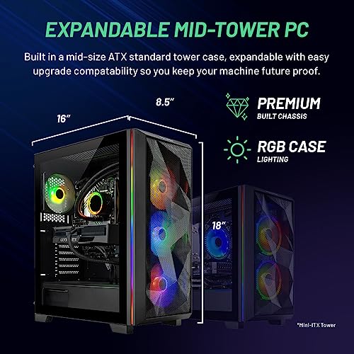 Skytech Chronos Gaming PC Desktop – AMD Ryzen 7 5700X 3.4 GHz, NVIDIA RTX 4070 Ti, 1TB NVME SSD, 16GB DDR4 RAM 3200, 750W Gold PSU, 240mm AIO, 11AC Wi-Fi, Windows 11 Home 64-bit