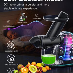 Juicer Machines, Vividmoo Masticating Juicer machines with 3-Inch Wide Chute, 2-Speed Modes & Reverse Function, Powerful Fruit Cold Press Juicer, Dishwasher Safe Slow Masticating Juicer