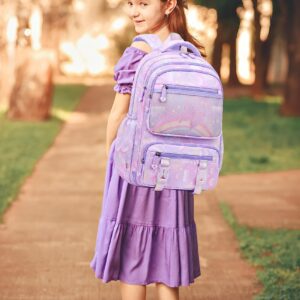 Vimivon Girls Backpack for Kids 6-8 Butterfly Backpacks for Girls 8-10 1st 2nd Grade Kindergarten Preschool Elementary School,Purple