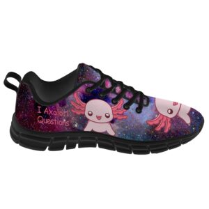 Axolotl Shoes for Women Men Running Walking Tennis Sneakers Axolotl Pink Animal Cute Shoes Gifts for Her Him,Size 3 Men/5 Women Black