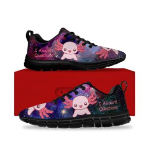 Axolotl Shoes for Women Men Running Walking Tennis Sneakers Axolotl Pink Animal Cute Shoes Gifts for Her Him,Size 3 Men/5 Women Black