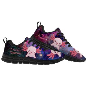 Axolotl Shoes for Women Men Running Walking Tennis Sneakers Axolotl Pink Animal Cute Shoes Gifts for Her Him,Size 3 Men/5 Women Black