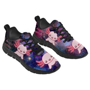 Axolotl Shoes for Women Men Running Walking Tennis Sneakers Axolotl Pink Animal Cute Shoes Gifts for Her Him,Size 3 Men/5 Women Black