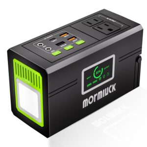 mormluck 88.8wh portable power station, 127w solar generator, 2 * ac outlets110v/127w, 1*type-c，2*qc3.0, led flashlight, suitable for power outages, hurricanes, camping, and emergency backup.…