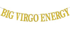 big virgo energy banner, virgo aug/sept. birthday party decor - 12 constellation theme birthday party decorations supplies, gold glitter